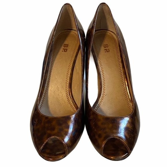 BP Animal Print Peep Toe Heels 9.5M Casual Office Workwear Shoes - Picture 3 of 8